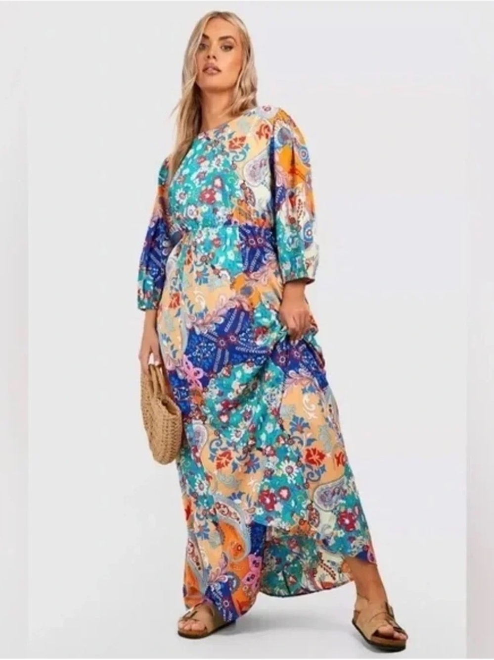 Boohoo | PLUS MIXED PRINT OPEN BACK MAXI DRESS